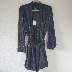 Revolve Plush fleece lined heart pajama robe NWT